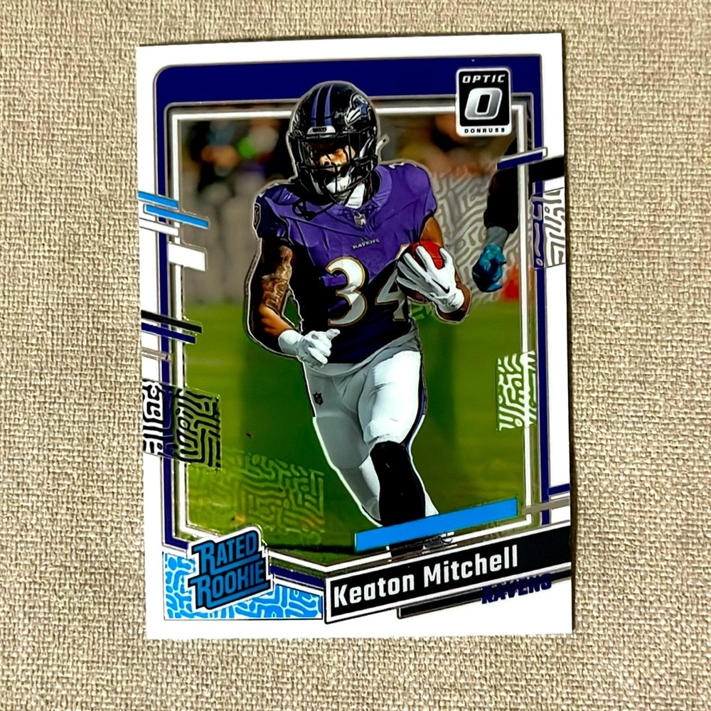 Keaton Mitchell 2023 Panini Optic Donruss Baltimore Ravens NFL Football Card 207